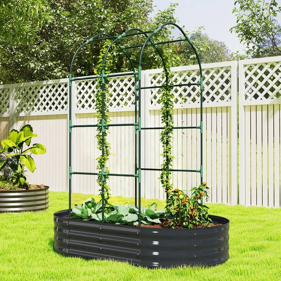 Carré Potager Treillis Métal Galvanisé Extérieur Forme Modulable 160x90x180cm Gris - ComfortXL Outdoor Living - Image 4