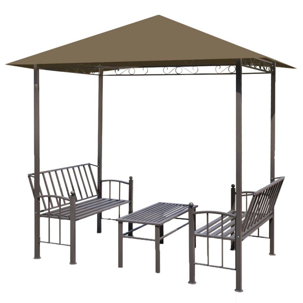 Vidaxl - Pavillon de jardin et table et bancs 2,5x1,5x2,4m Taupe 180g/m² vidaXL 312222 - Image 2