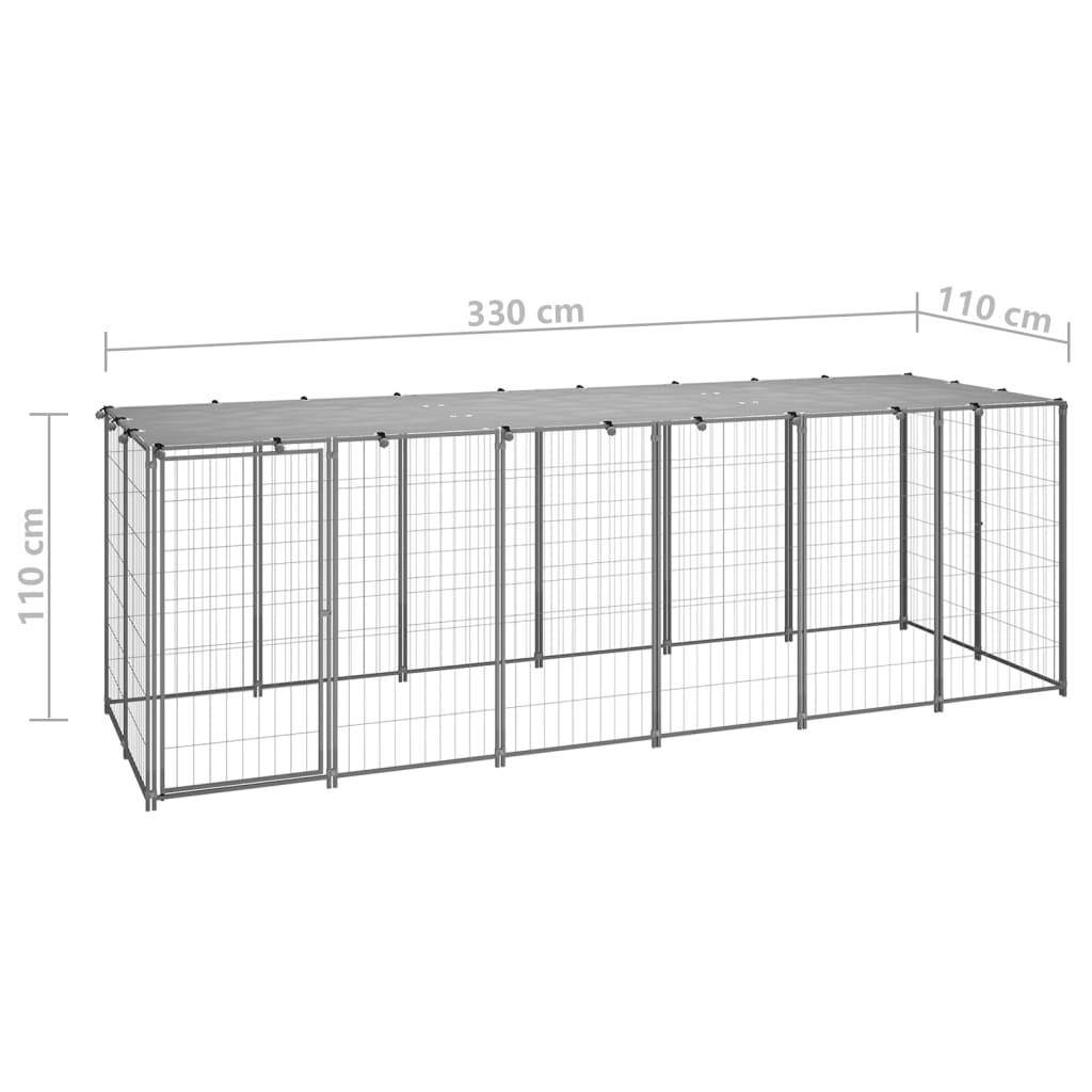 Helloshop26 - Chenil extérieur cage enclos parc animaux chien argenté 330 x 110 x 110 cm acier - Image 2
