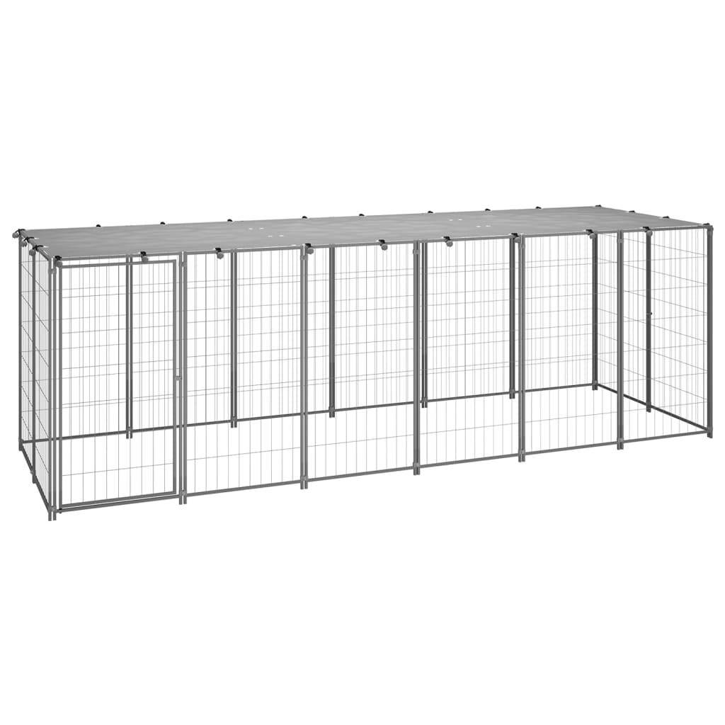 Helloshop26 - Chenil extérieur cage enclos parc animaux chien argenté 330 x 110 x 110 cm acier - Image 1