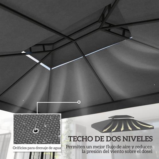 ComfortXL - Toile de Rechange pour Tonnelle Polyester Anti-UV pour Pergola 4x3 m Gris Foncé - ComfortXL Outdoor Living - Image 6