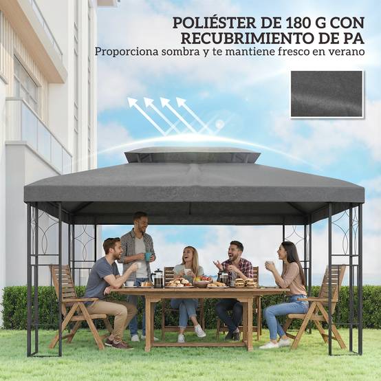 ComfortXL - Toile de Rechange pour Tonnelle Polyester Anti-UV pour Pergola 4x3 m Gris Foncé - ComfortXL Outdoor Living - Image 8