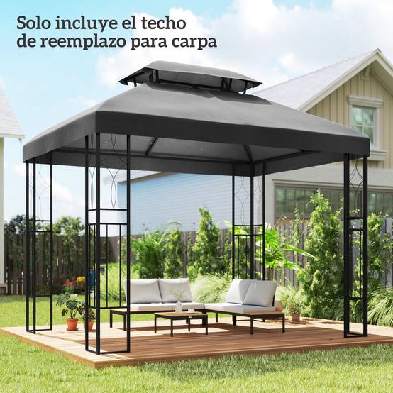 ComfortXL - Toile de Rechange pour Tonnelle Polyester Anti-UV pour Pergola 4x3 m Gris Foncé - ComfortXL Outdoor Living - Image 3