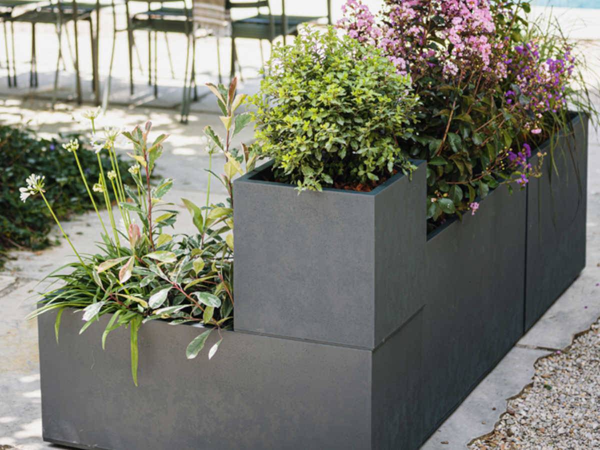 Eda - Pot de fleur carré Basalt 39,5 x H.43,5 cm - Gris anthracite - Eda - Image 4