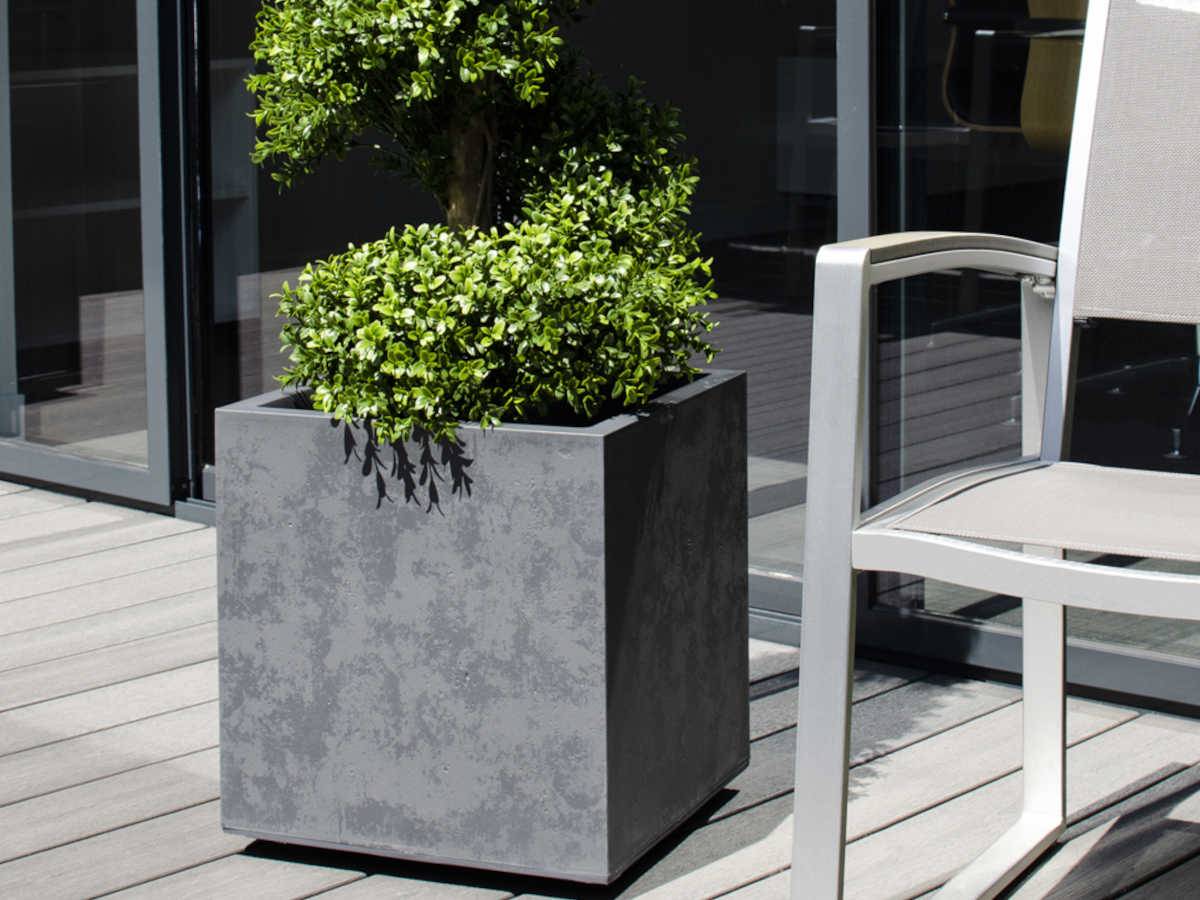 Eda - Pot de fleur carré Basalt 39,5 x H.43,5 cm - Gris anthracite - Eda - Image 2