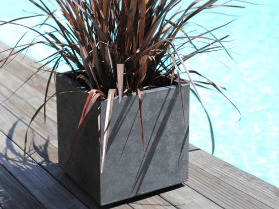Eda - Pot de fleur carré Basalt 39,5 x H.43,5 cm - Gris anthracite - Eda - Image 3