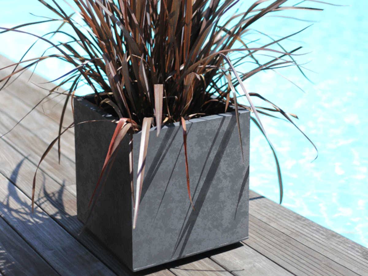 Eda - Pot de fleur carré Basalt 39,5 x H.43,5 cm - Gris anthracite - Eda - Image 3