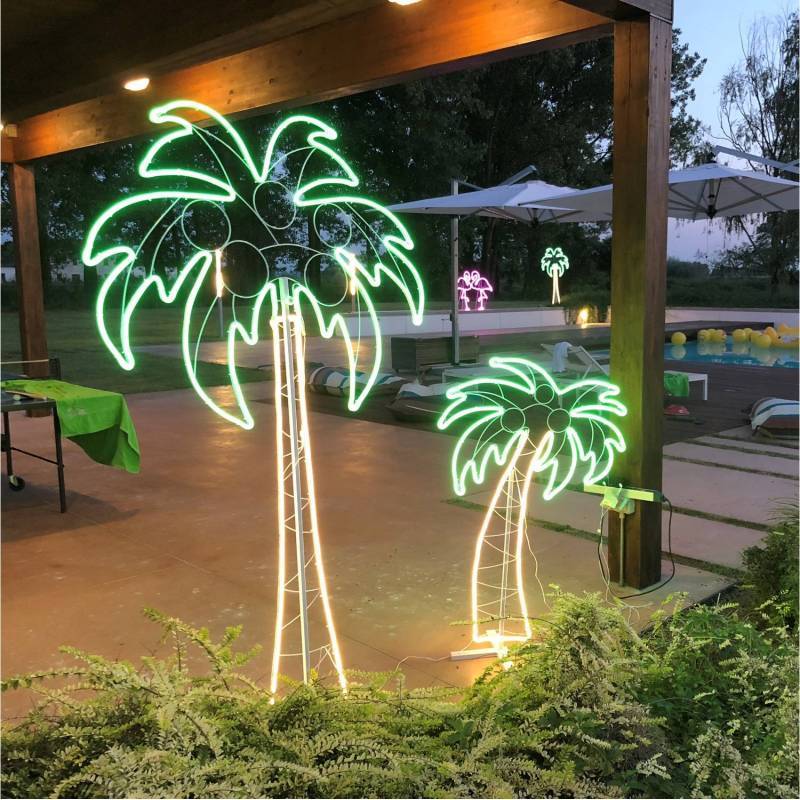Lotti - Lampe néon déco palmier XL 200x120 cm 1096 leds smd blanc chaud / vert extérieur Lotti - Image 4