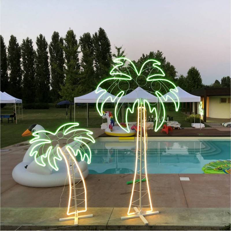 Lotti - Lampe néon déco palmier XL 200x120 cm 1096 leds smd blanc chaud / vert extérieur Lotti - Image 2
