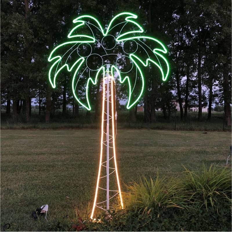 Lotti - Lampe néon déco palmier XL 200x120 cm 1096 leds smd blanc chaud / vert extérieur Lotti - Image 1