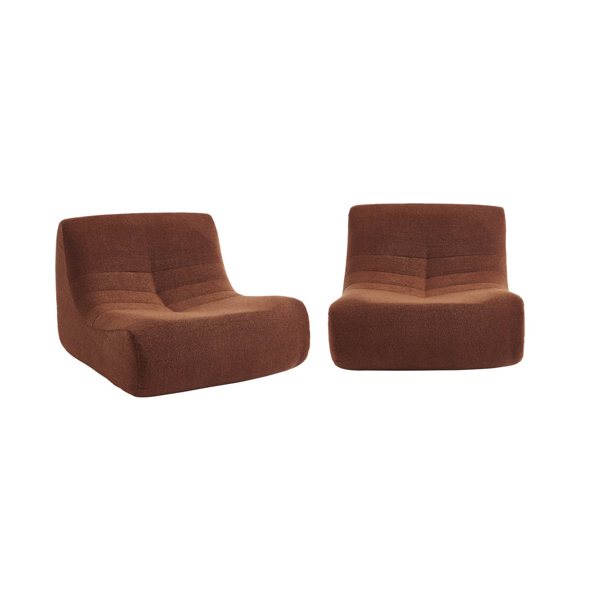 sweeek - Lot de 2 fauteuils chauffeuses en bouclette texturée terracotta style contemporain 1 place | sweeek - Image 2