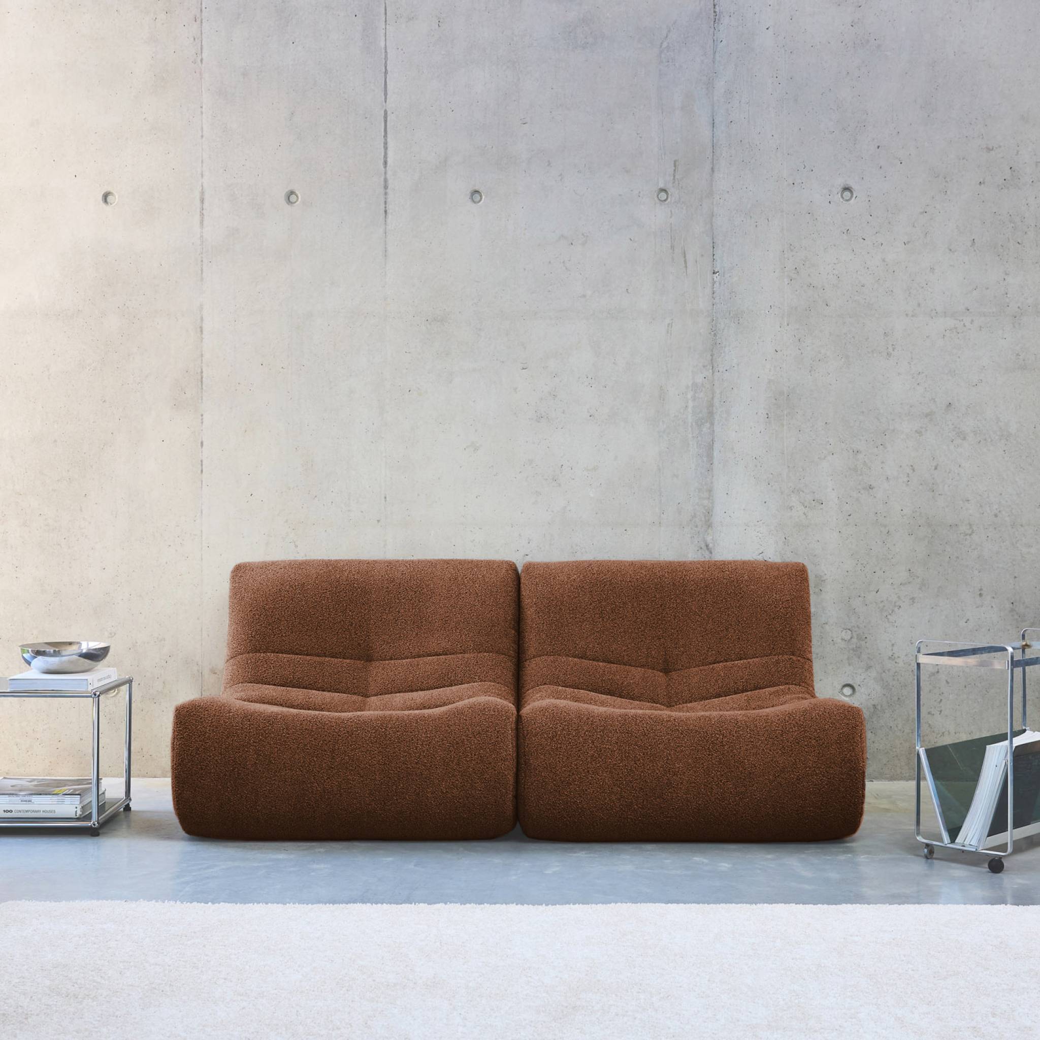 sweeek - Lot de 2 fauteuils chauffeuses en bouclette texturée terracotta style contemporain 1 place | sweeek - Image 3