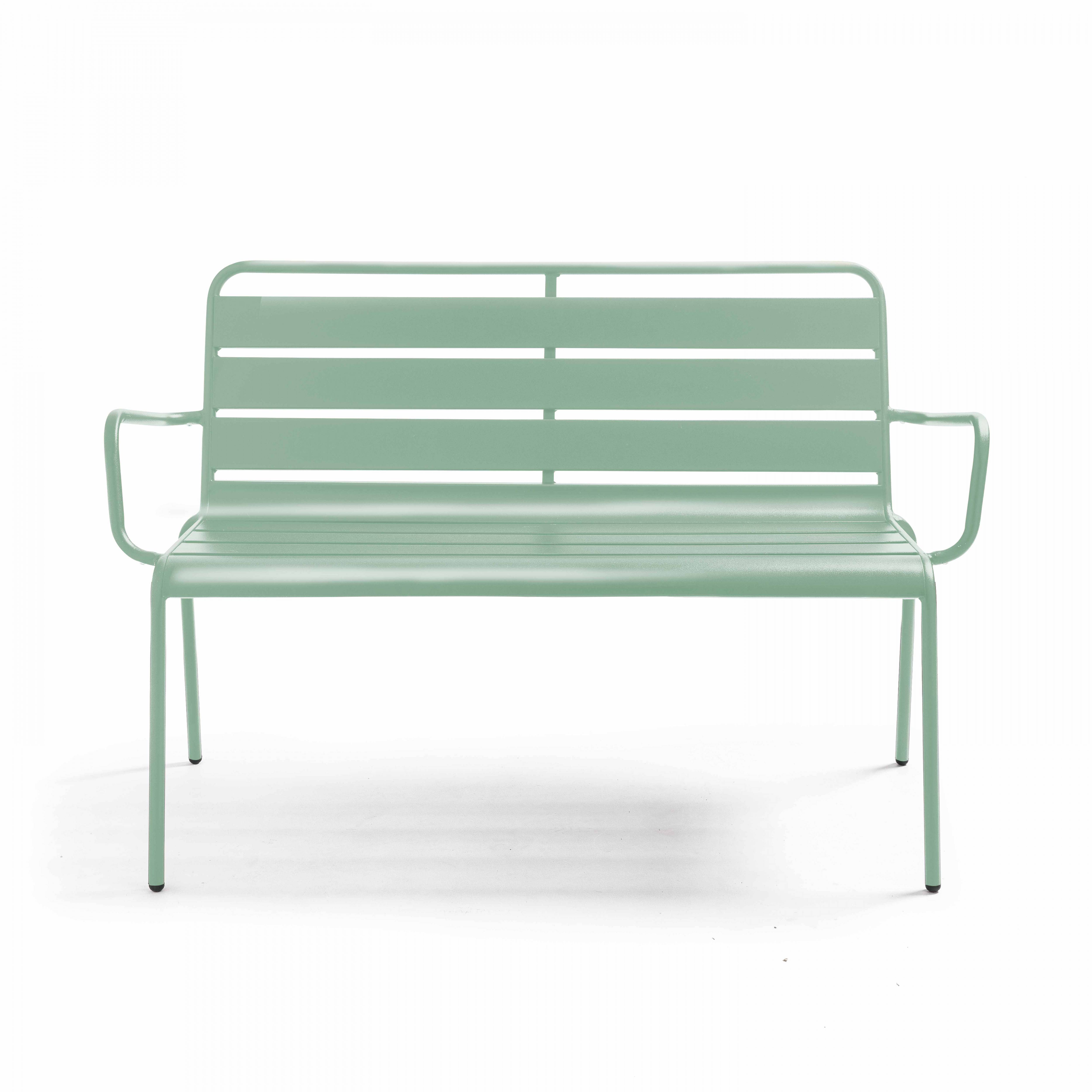 Oviala - Banc de jardin en métal vert sauge Palavas - Oviala - Image 2