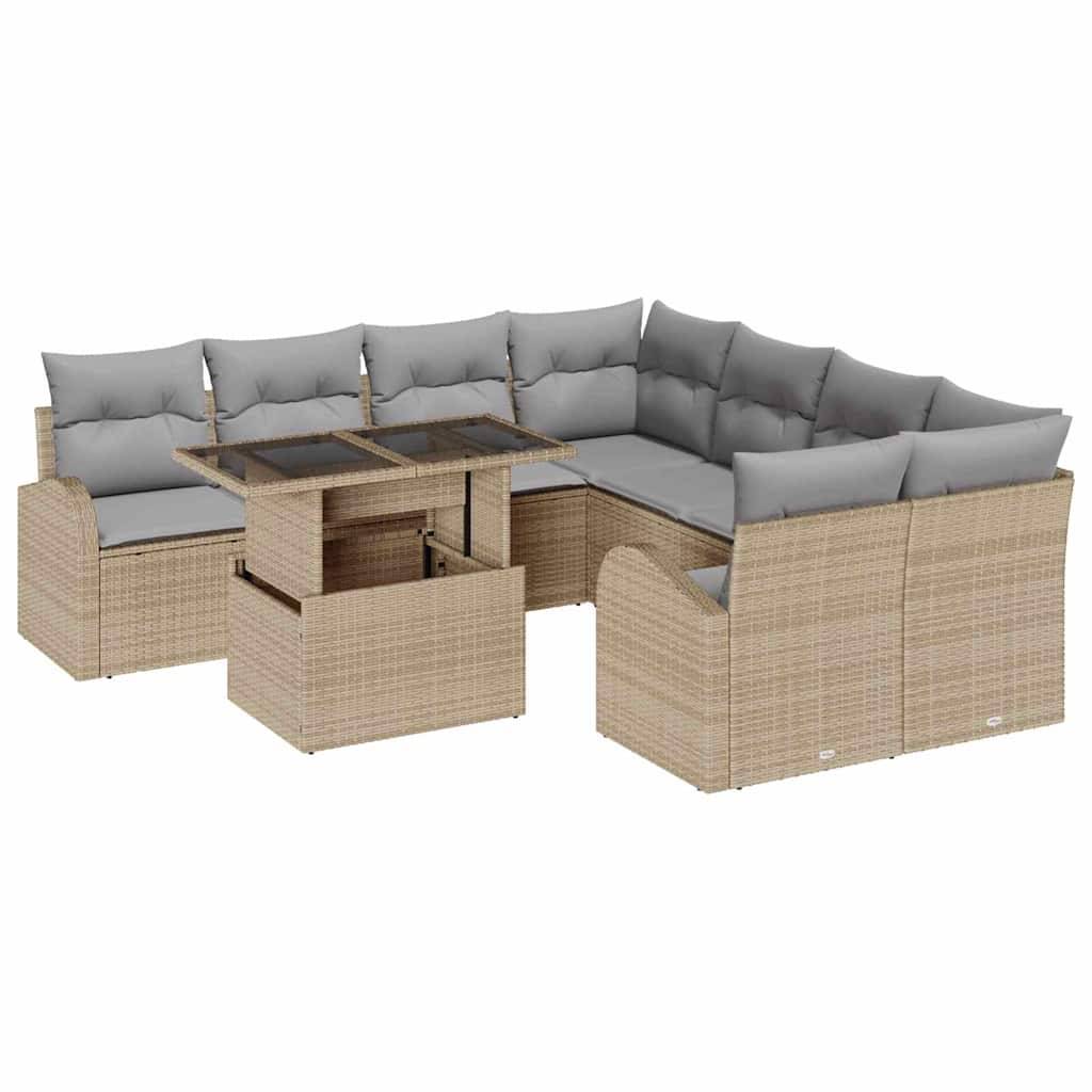 ComfortXL - Salon de Jardin d'Angle Polyrotin 9 Pièces Modulable avec Rangement 8 Places Jardin Beige – ComfortXL Outdoor Living - Image 2