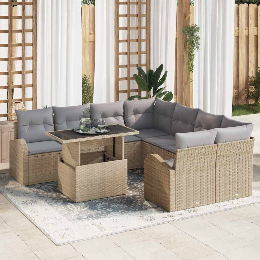 ComfortXL - Salon de Jardin d'Angle Polyrotin 9 Pièces Modulable avec Rangement 8 Places Jardin Beige – ComfortXL Outdoor Living - Image 1