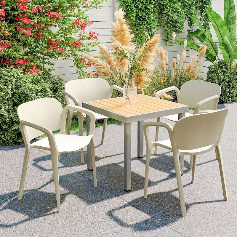 ComfortXL - Lot de 4 Chaises de Jardin Plastique Empilables Terrasse Fauteuils Extérieur Blanc - ComfortXL Outdoor Living - Image 1