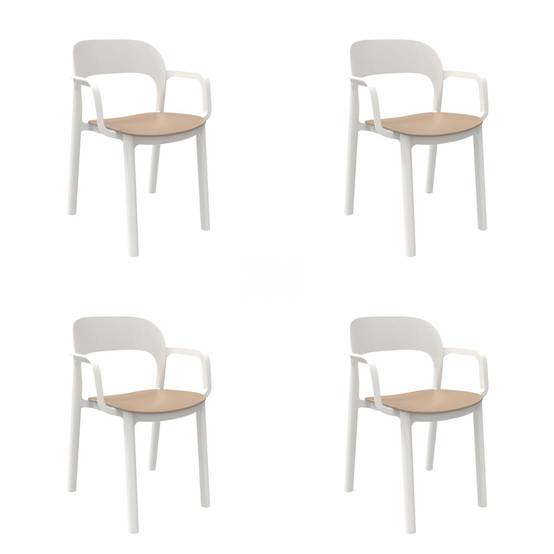 Set 4 fauteuils intérieur, extérieur blanc - sable ONA garbar - Image 1