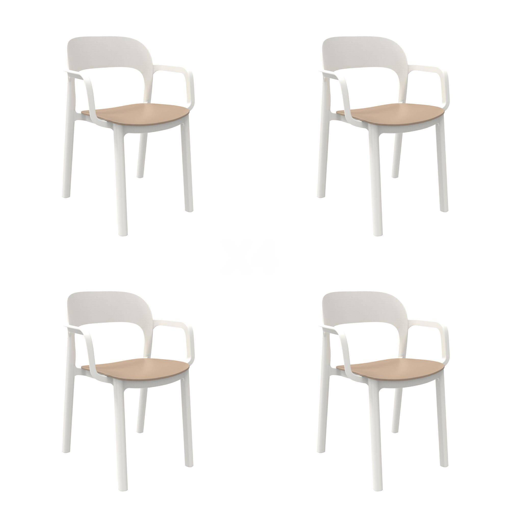 Set 4 fauteuils intérieur, extérieur blanc - sable ONA garbar - Image 1