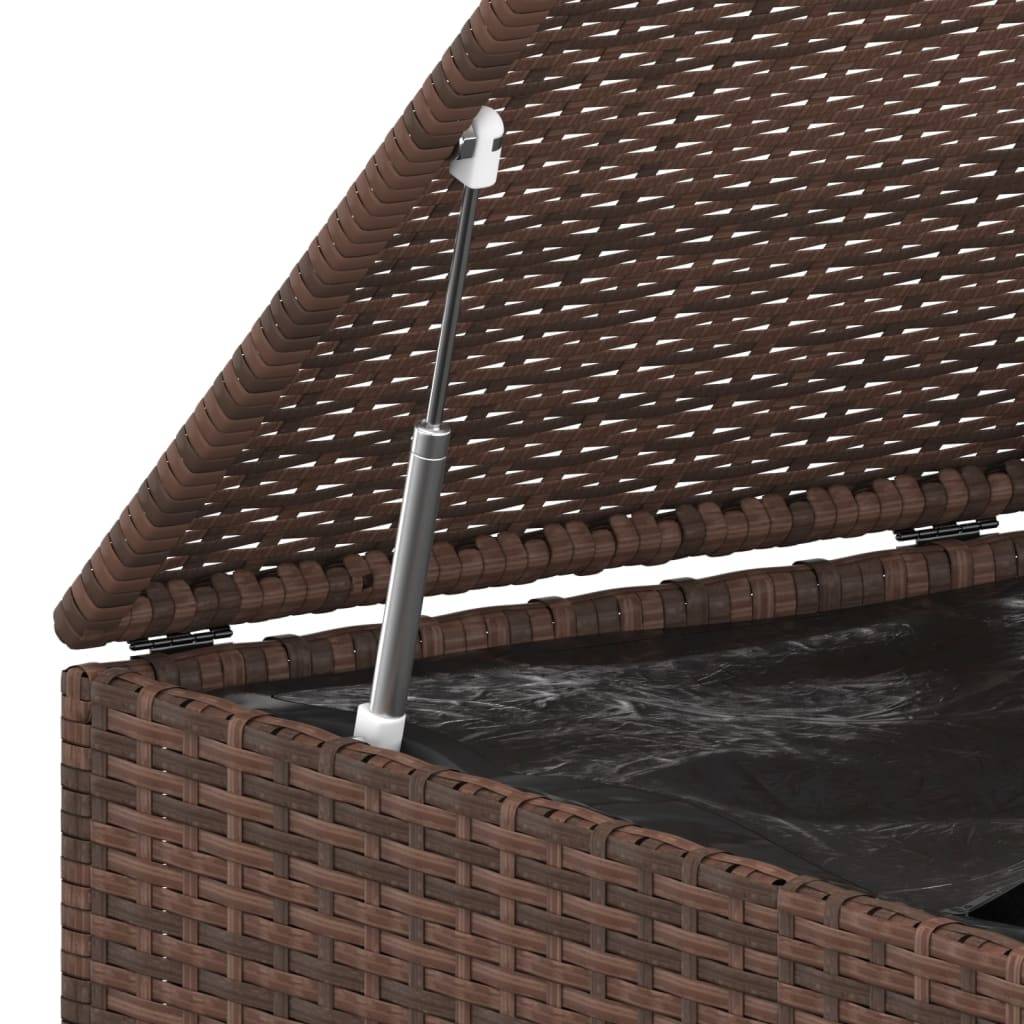 Boîte à coussins de jardin résine tressée 145 x 100 x 103 cm marron - Image 4