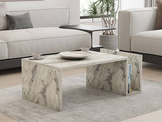 Habitat Et Jardin - Table Basse En Bois "memo" - 86 X 50 X 32 Cm - Marbre Freesia -hanah Home - Image 2