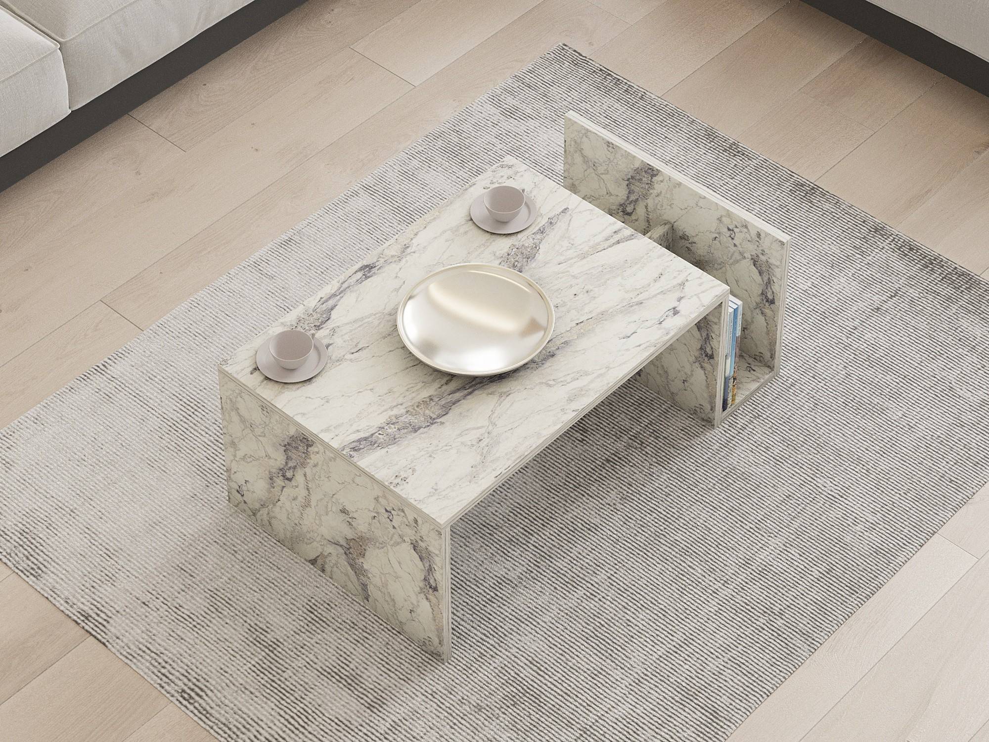 Habitat Et Jardin - Table Basse En Bois "memo" - 86 X 50 X 32 Cm - Marbre Freesia -hanah Home - Image 4