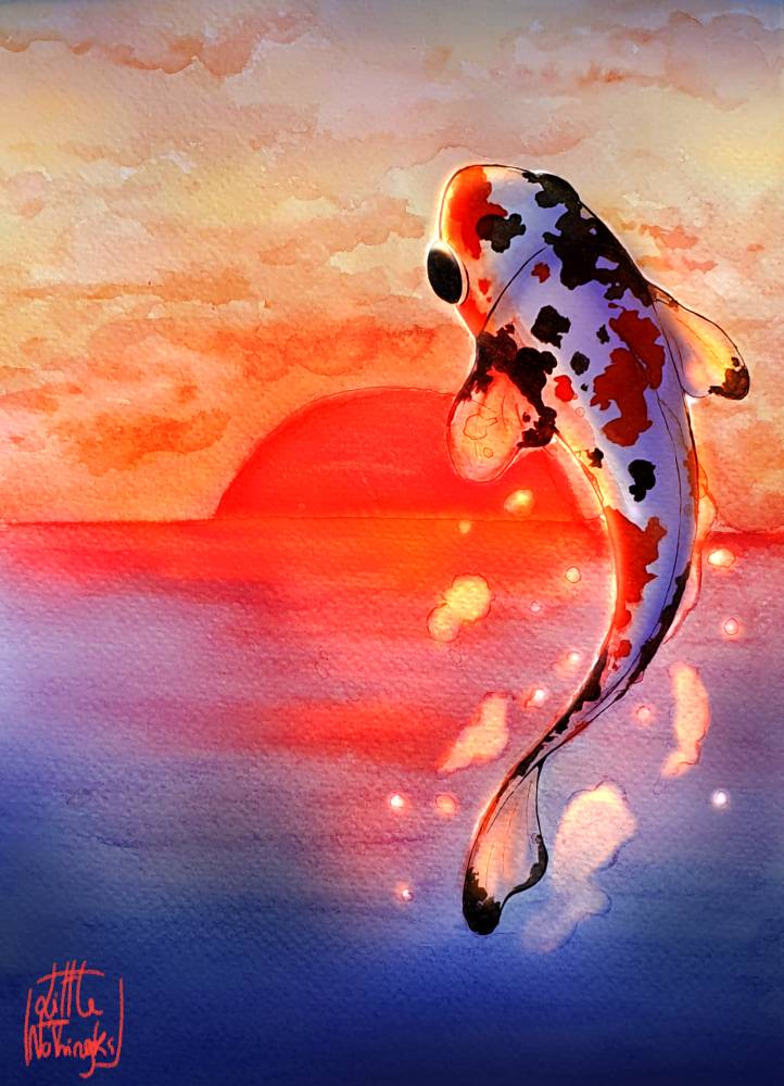 Tableau décoratif 29,7x42cm "carpe koi" - Image 1