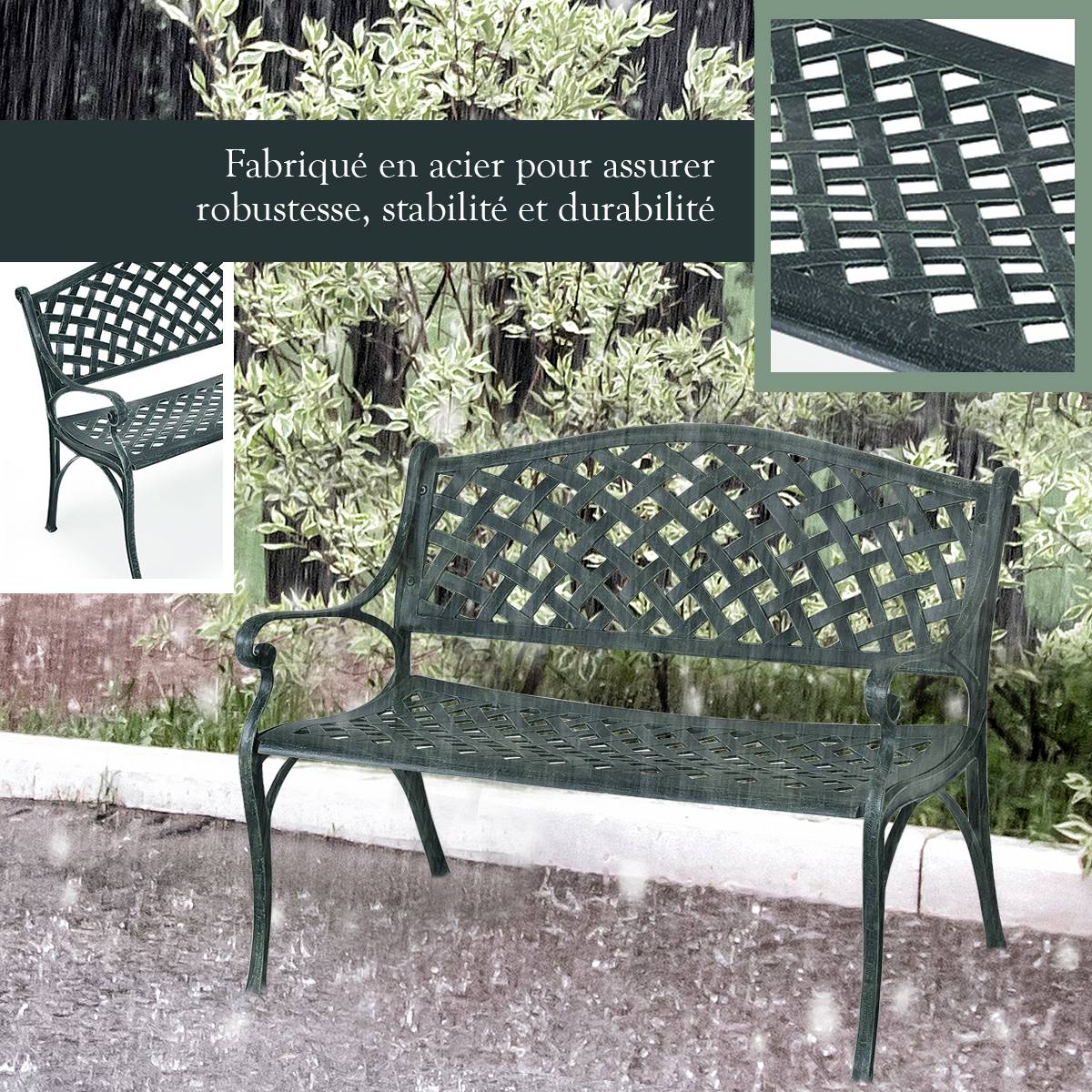 Maison Chic - Banc de Jardin 2-3 Places en Fonte d'Aluminium avec Design Ajouré 103 x 64 x 83 cm pour Terrasse/Cour/Balcon/Pelouse/Parc F84R - Image 5