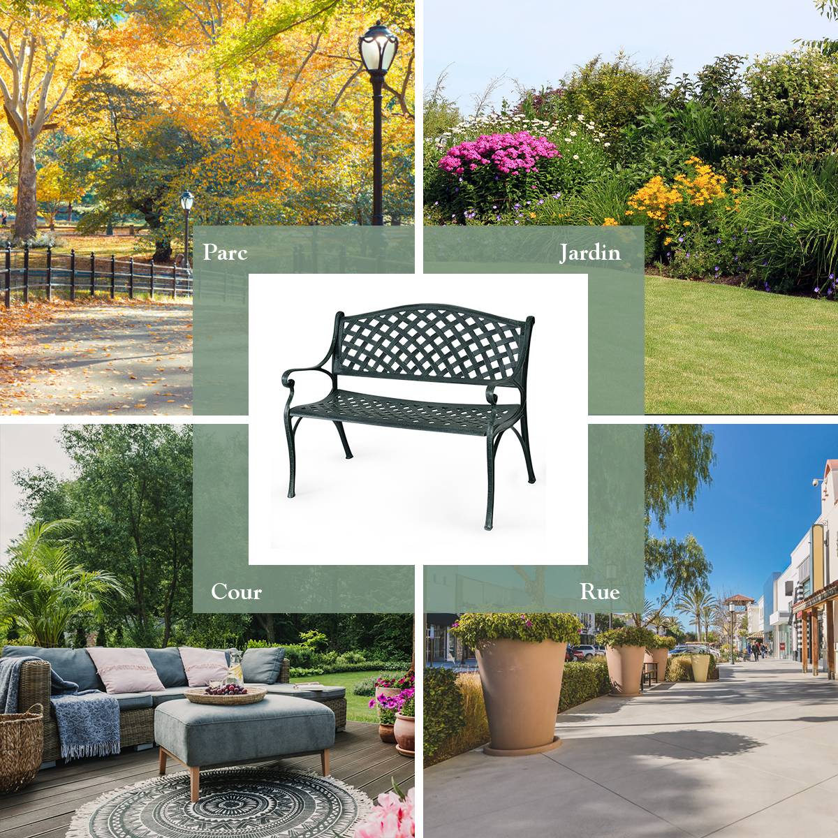 Maison Chic - Banc de Jardin 2-3 Places en Fonte d'Aluminium avec Design Ajouré 103 x 64 x 83 cm pour Terrasse/Cour/Balcon/Pelouse/Parc F84R - Image 7