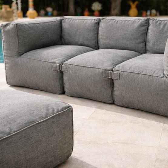 Salon de jardin modulable 4 places gris en tissu déperlant PRAIANO - Image 6
