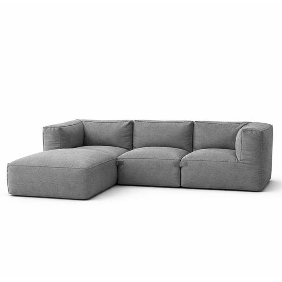 Salon de jardin modulable 4 places gris en tissu déperlant PRAIANO - Image 1