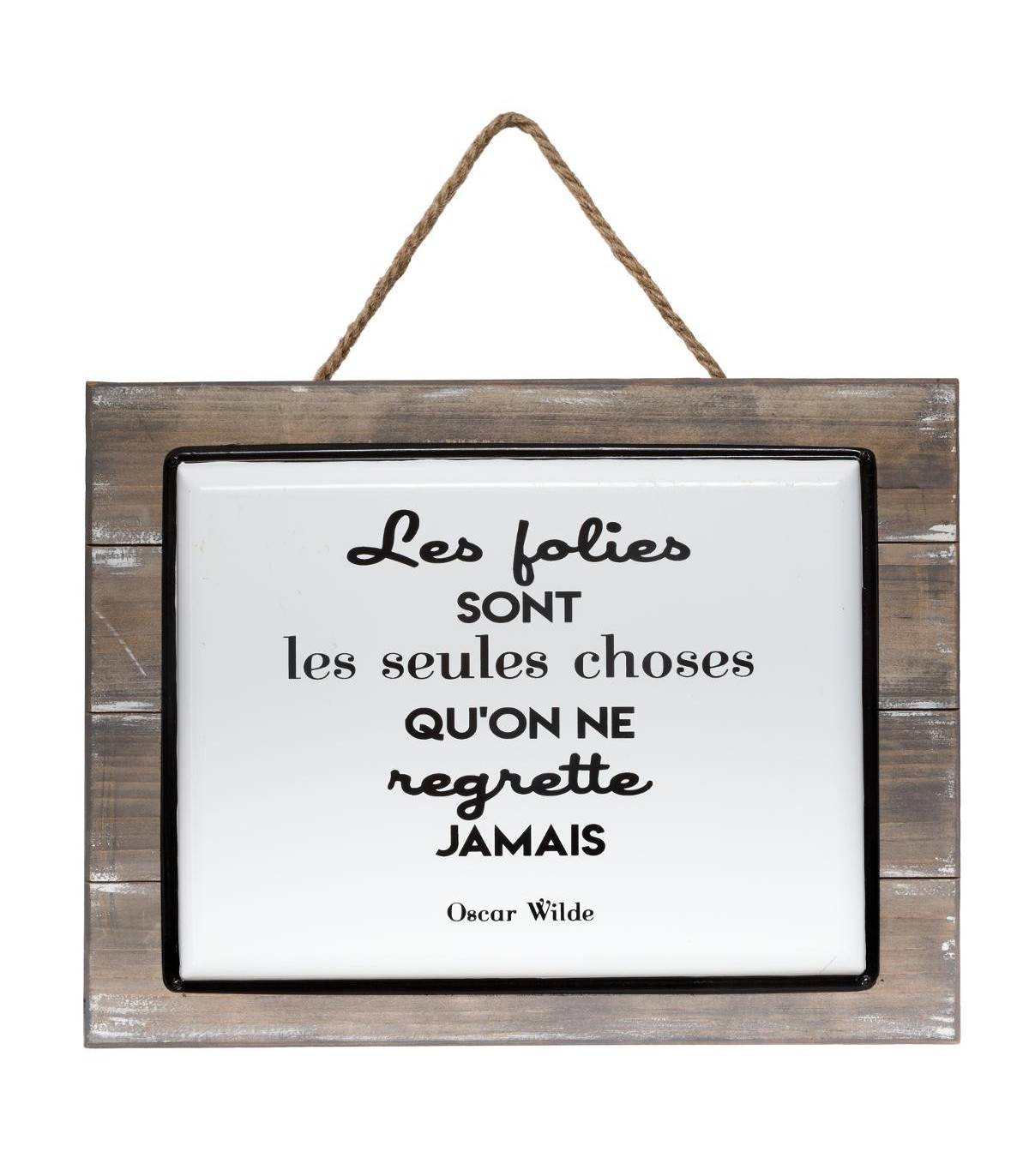 Plaque décorative en Bois et Métal céramique avec Citation 40 x 30 cm - Image 1