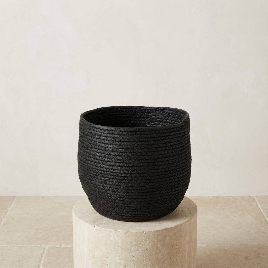 PANGIVO - Panier porte-plante fibres naturelles noir 26 x 26 x 26 cm - PANGIVO - Image 2
