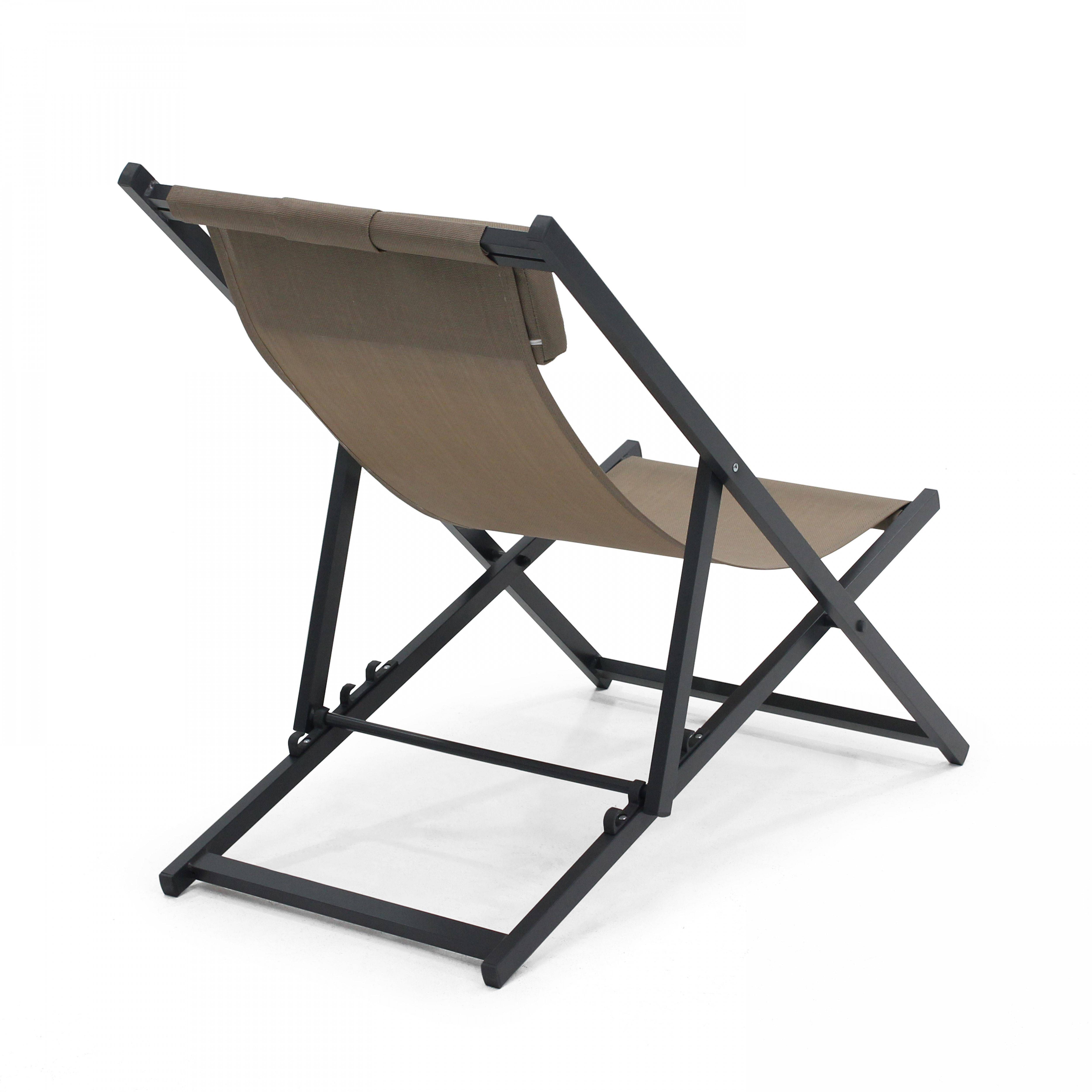 Oviala - Lot de 2 transats en aluminium taupe Santiago - Oviala - Image 6