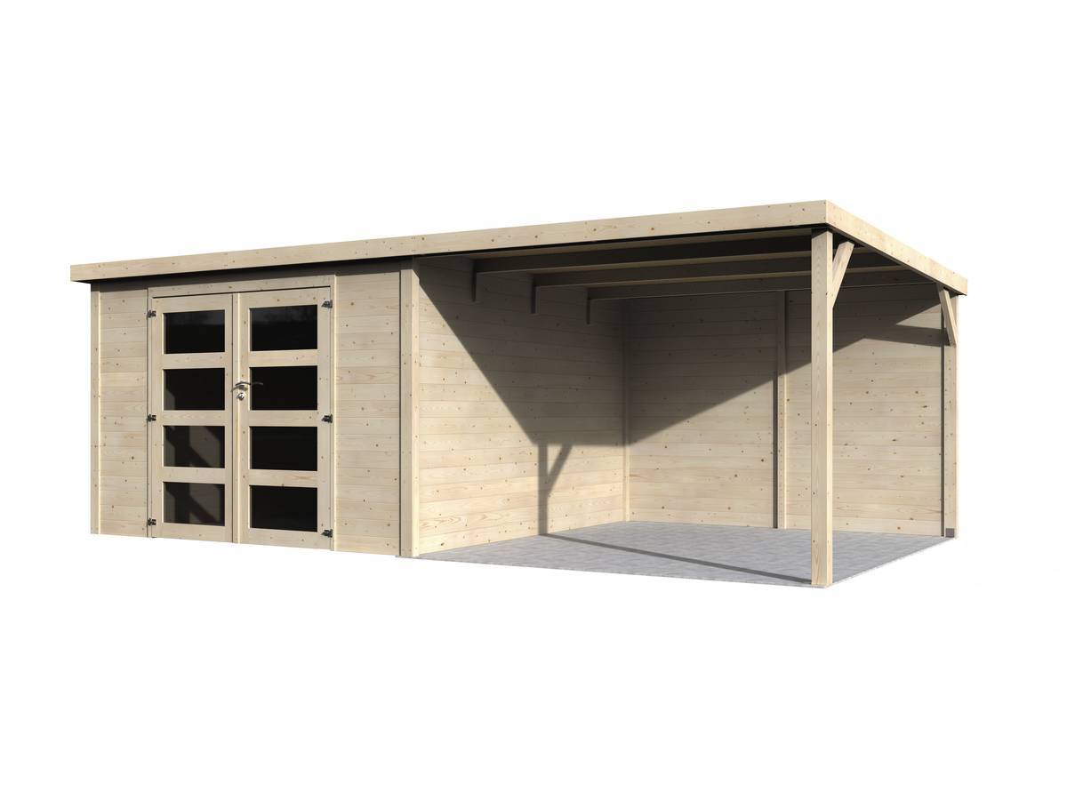 Decor et Jardin - Abri Jardin Bois "delices" Avec Extension - 17.44 M² - 5.71 X 3.05 X 2.02 M - 28 Mm -decor Et Jardin