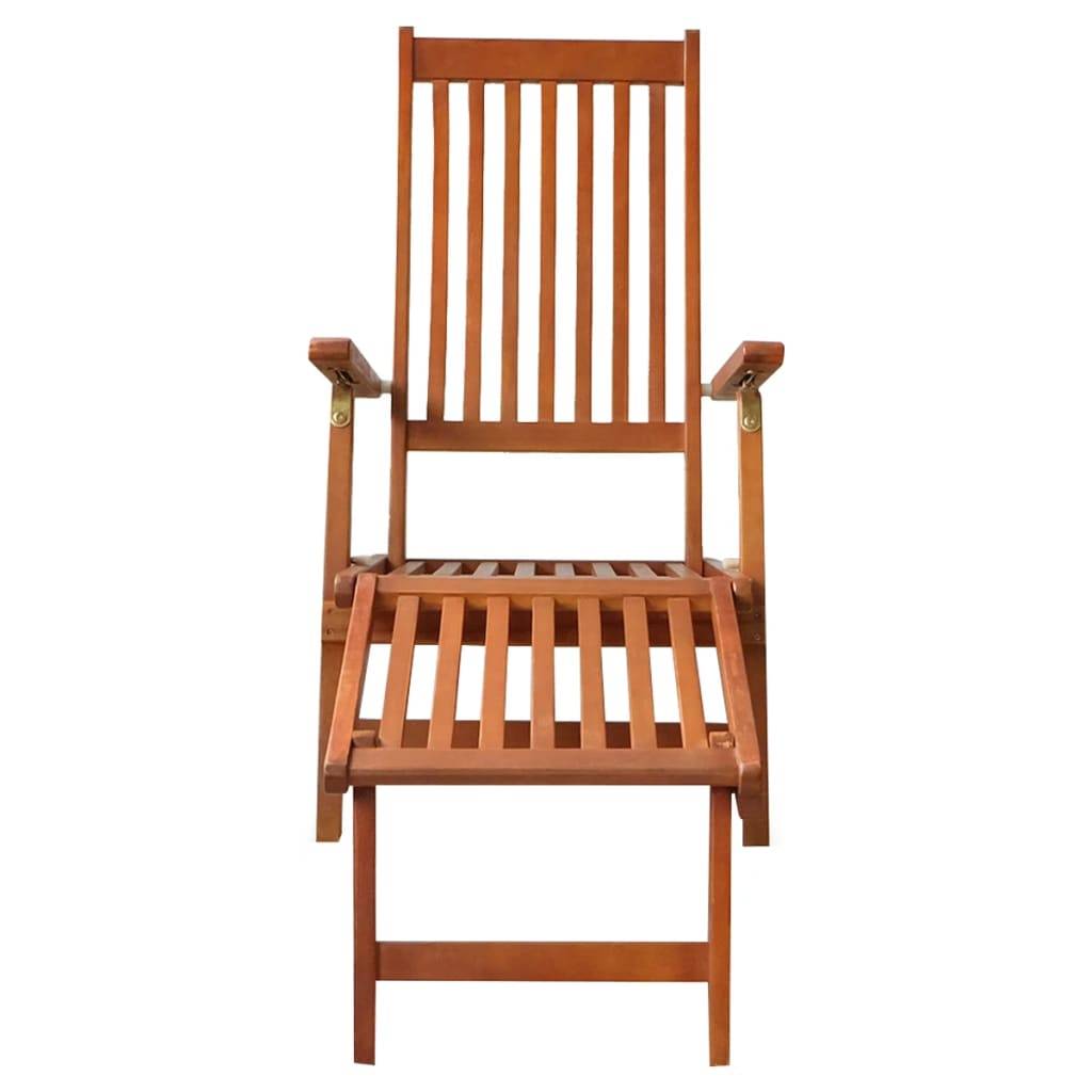 Helloshop26 - Transat chaise longue bain de soleil lit de jardin terrasse meuble d'extérieur avec repose-pied et coussin acacia solide - Image 3