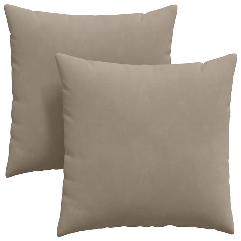 Set de 2 Coussins de Sol et Canapé en Tissu Doux Housse Lavable pour Salon Taupe 60x60 cm – ComfortXL Outdoor Living - Image 2