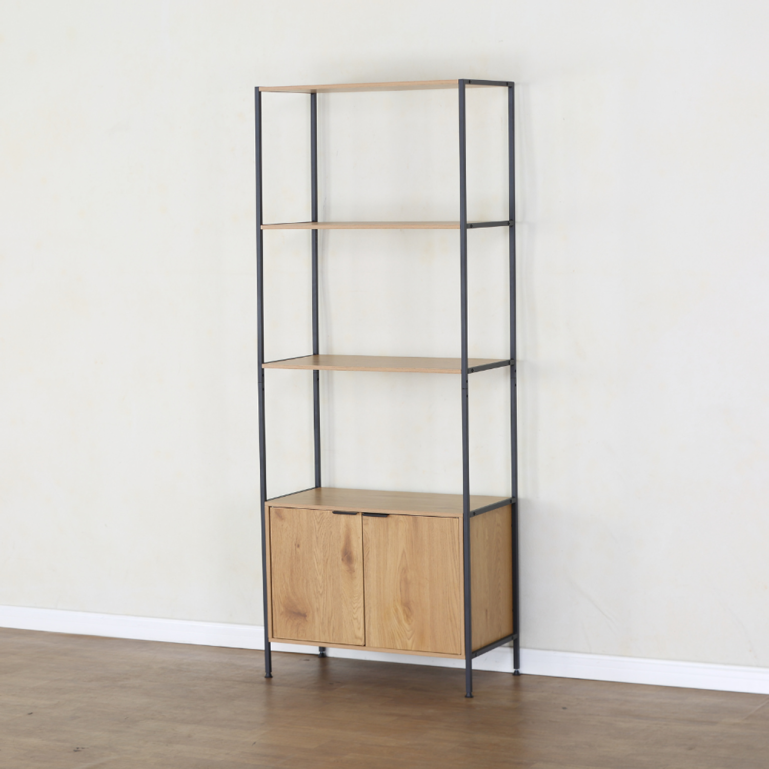 Etagère 4 rangements et placard 176 cm bois et noir TYDIE - Image 6