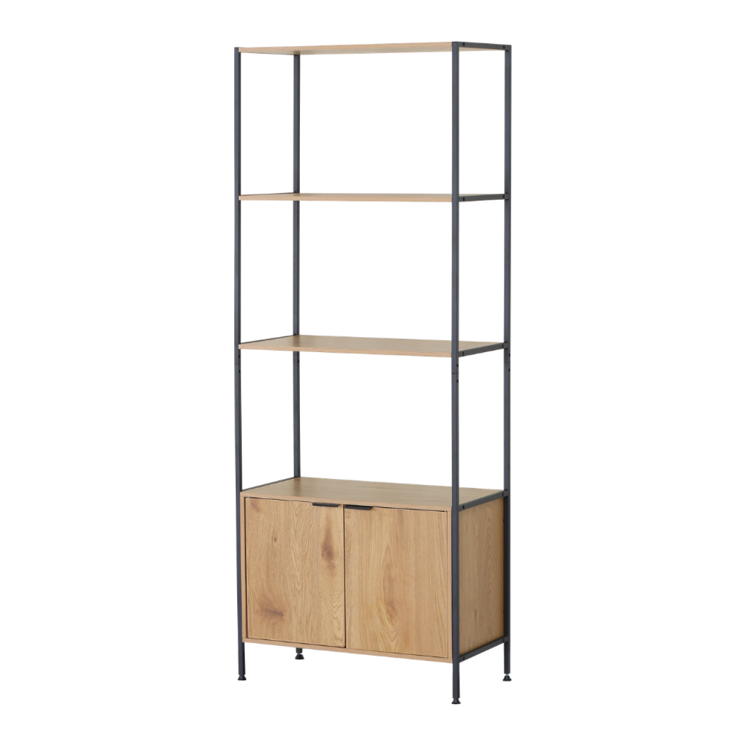 Etagère 4 rangements et placard 176 cm bois et noir TYDIE - Image 1