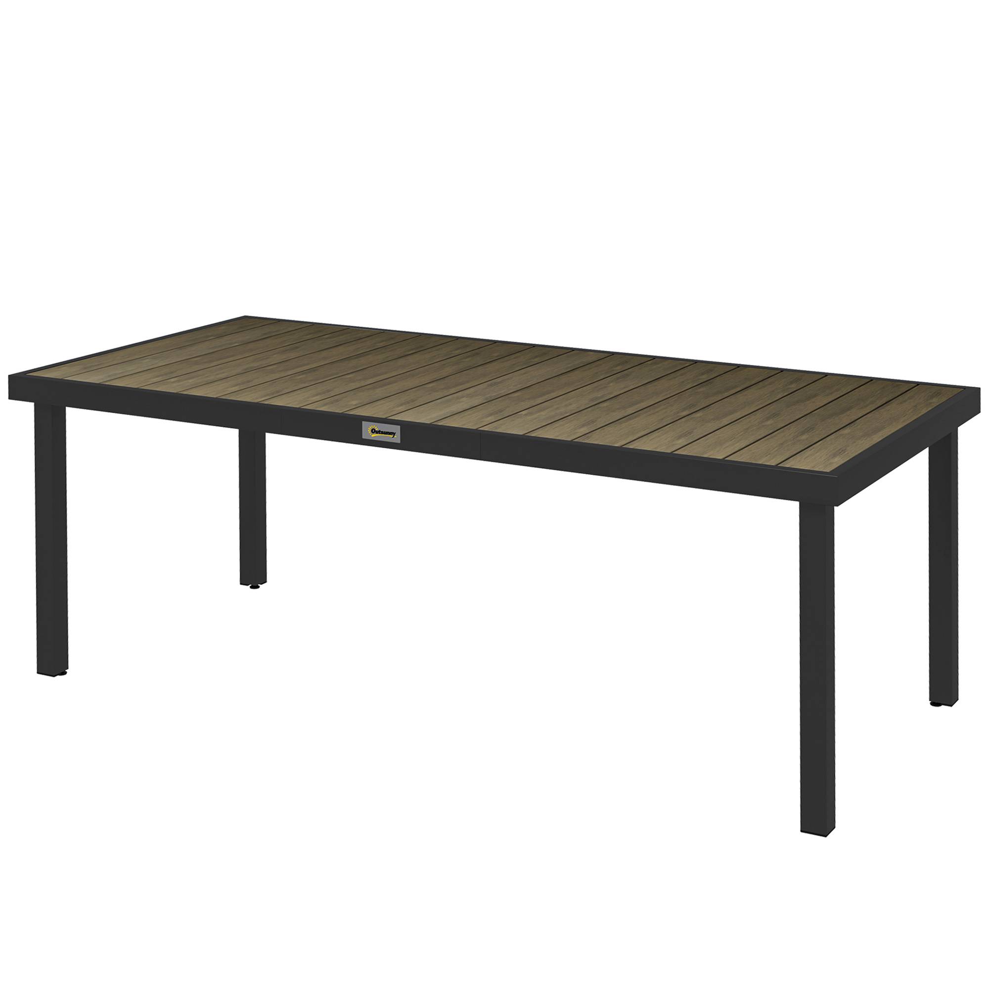 Sans Marque - Table jardin rectangulaire 8 personnes aluminium salle à manger PE lattes - Image 2