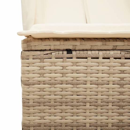 Chaise longue double avec toit et rideaux beige résine tressée 104 x 197 x 193 cm, Poids :26.38kg - PANGIVO - Image 8