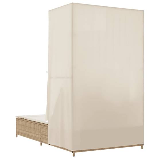 Chaise longue double avec toit et rideaux beige résine tressée 104 x 197 x 193 cm, Poids :26.38kg - PANGIVO - Image 6