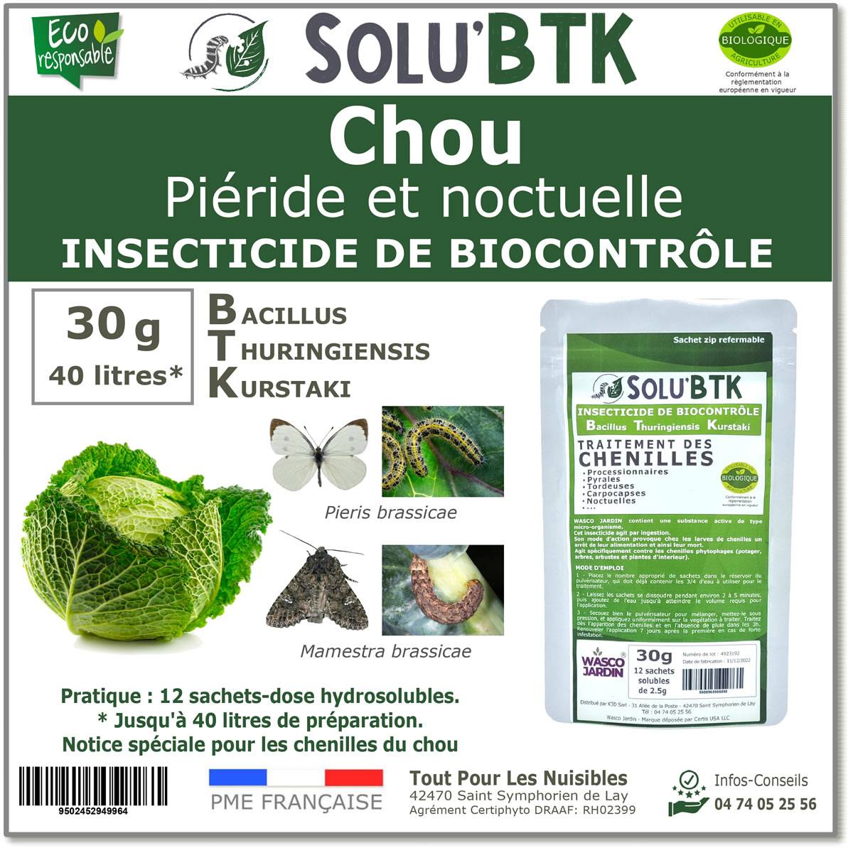 SoluBTK - Chou : Piéride et Noctuelle 30 g Bacillus thuringiensis BTK - Image 1