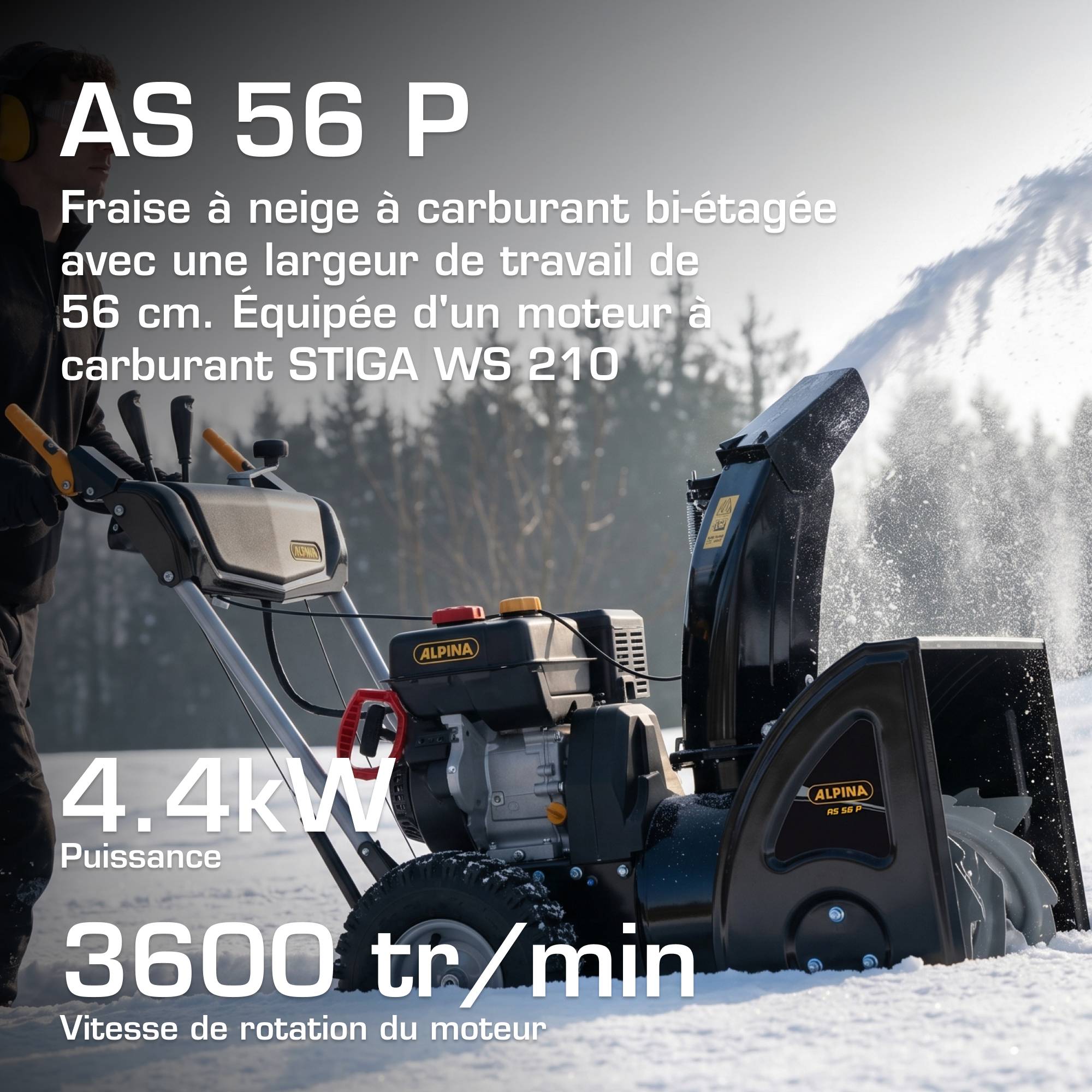 Alpina - Souffleuse à neige AS 56 P, 212 cc, largeur 56 cm, projection 10 m - Alpina - Image 2
