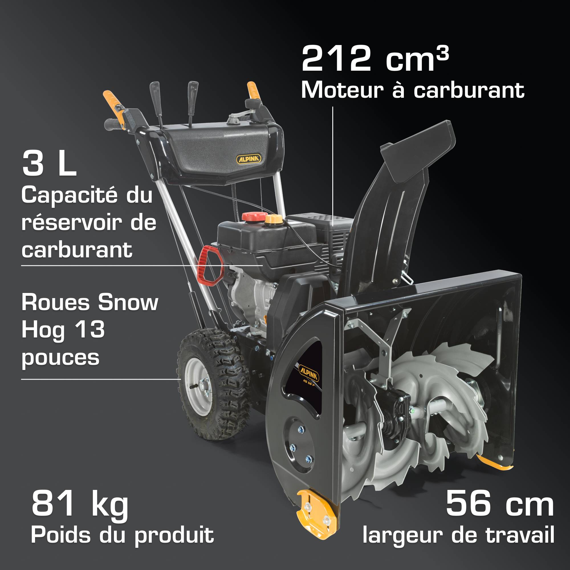 Alpina - Souffleuse à neige AS 56 P, 212 cc, largeur 56 cm, projection 10 m - Alpina - Image 5