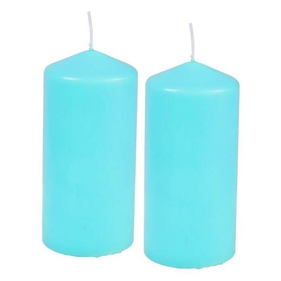 Lot de 2 Bougies Pilier "Essentiel" 10cm Bleu