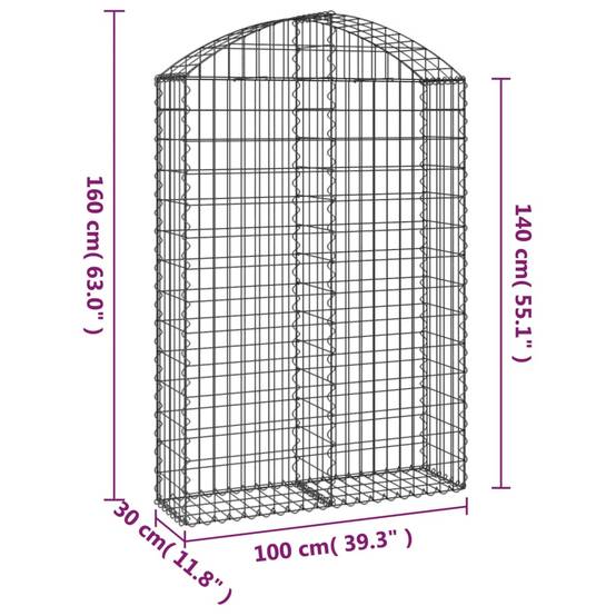 Vidaxl - Panier de gabions arqué 100x30x140/160 cm Fer galvanisé vidaXL 153427 - Image 3