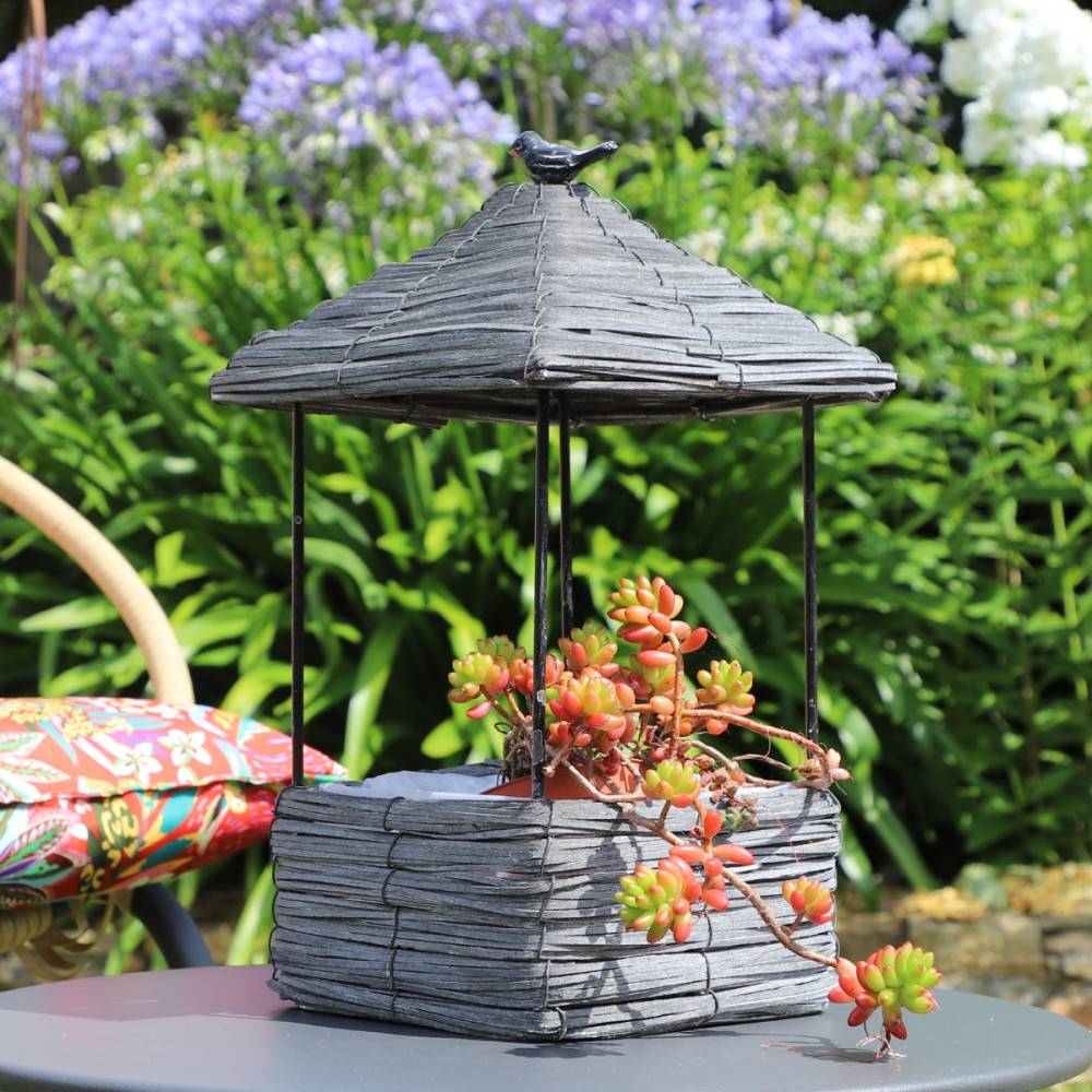 Coupe en osier gris 17 x 17 x 33 cm Chemin de campagne - Image 4