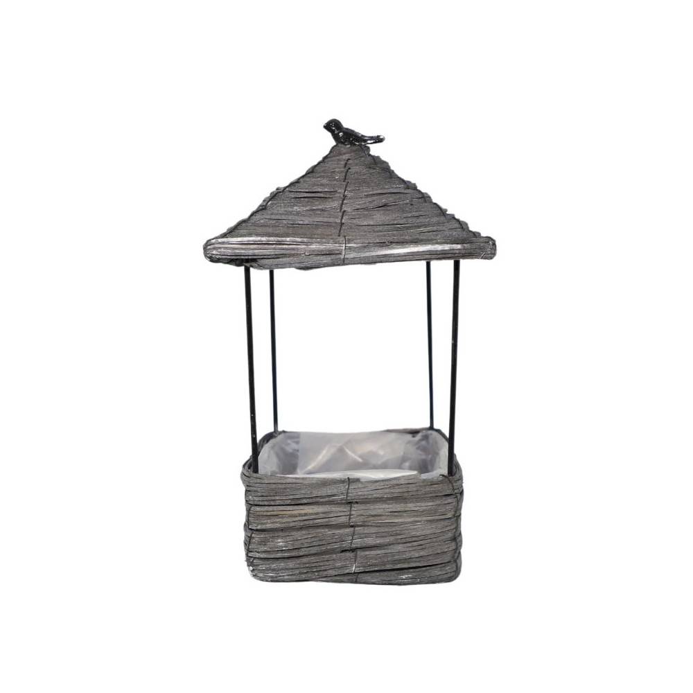 Coupe en osier gris 17 x 17 x 33 cm Chemin de campagne - Image 1