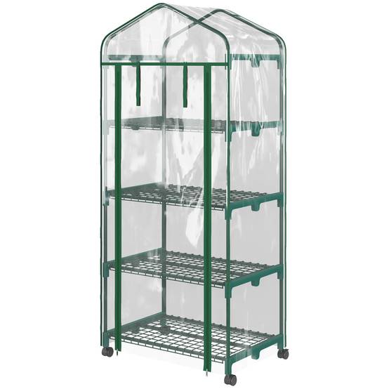 Serre de balcon acier 4 niveaux culture plantes fleurs porte double zip 69x50x165cm transparent - ComfortXL Outdoor Living - Image 2