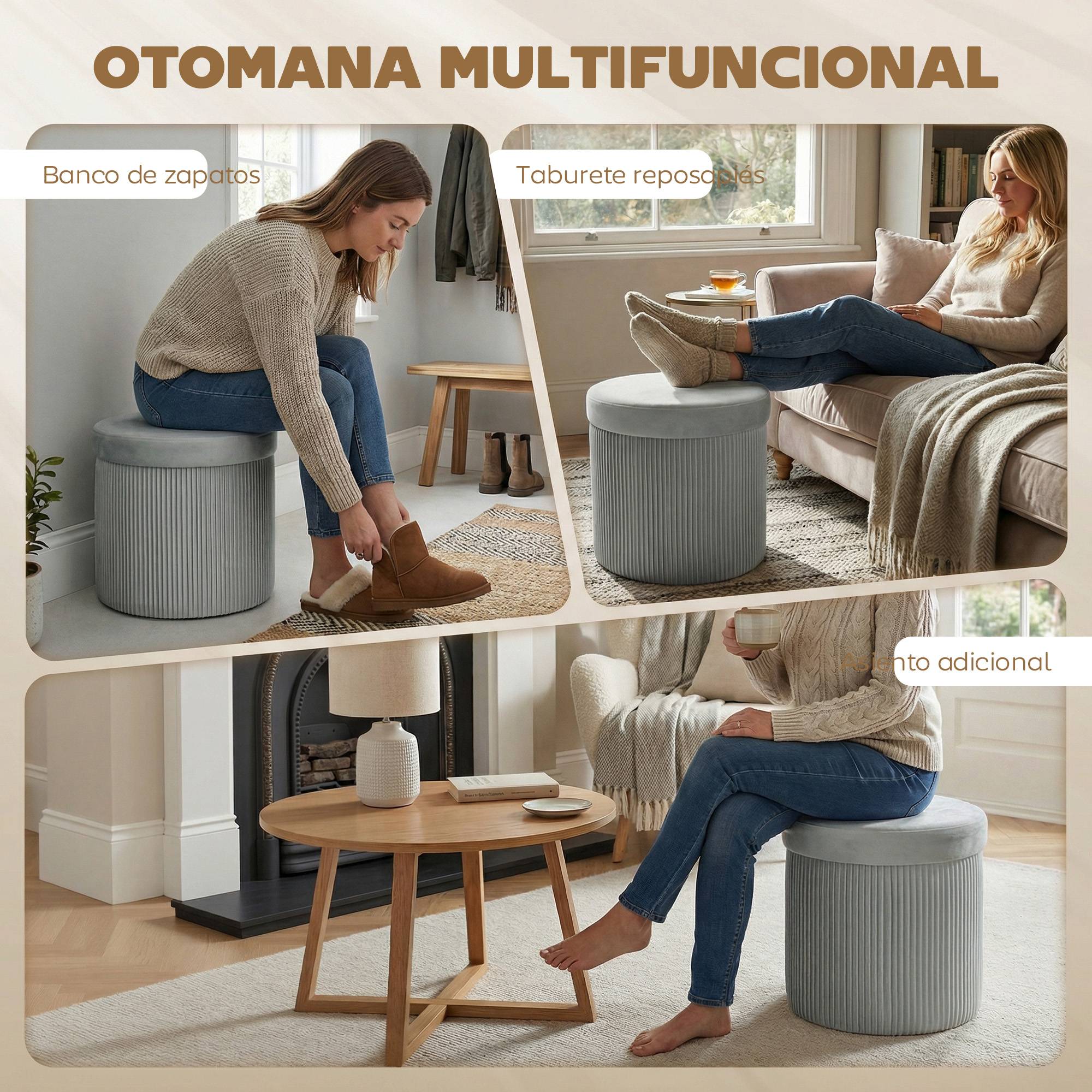 Banc coffre ottoman pliable, 35 L, 38 x 38 x 38 cm, revêtement en velours, coffre de rangement gris foncé - Image 9